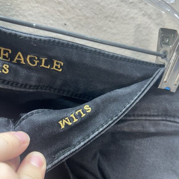 American Eagle Next Level Flex Slim Black Distressed Ripped Jeans Mens Sz 30x30 - Picture 3 of 8